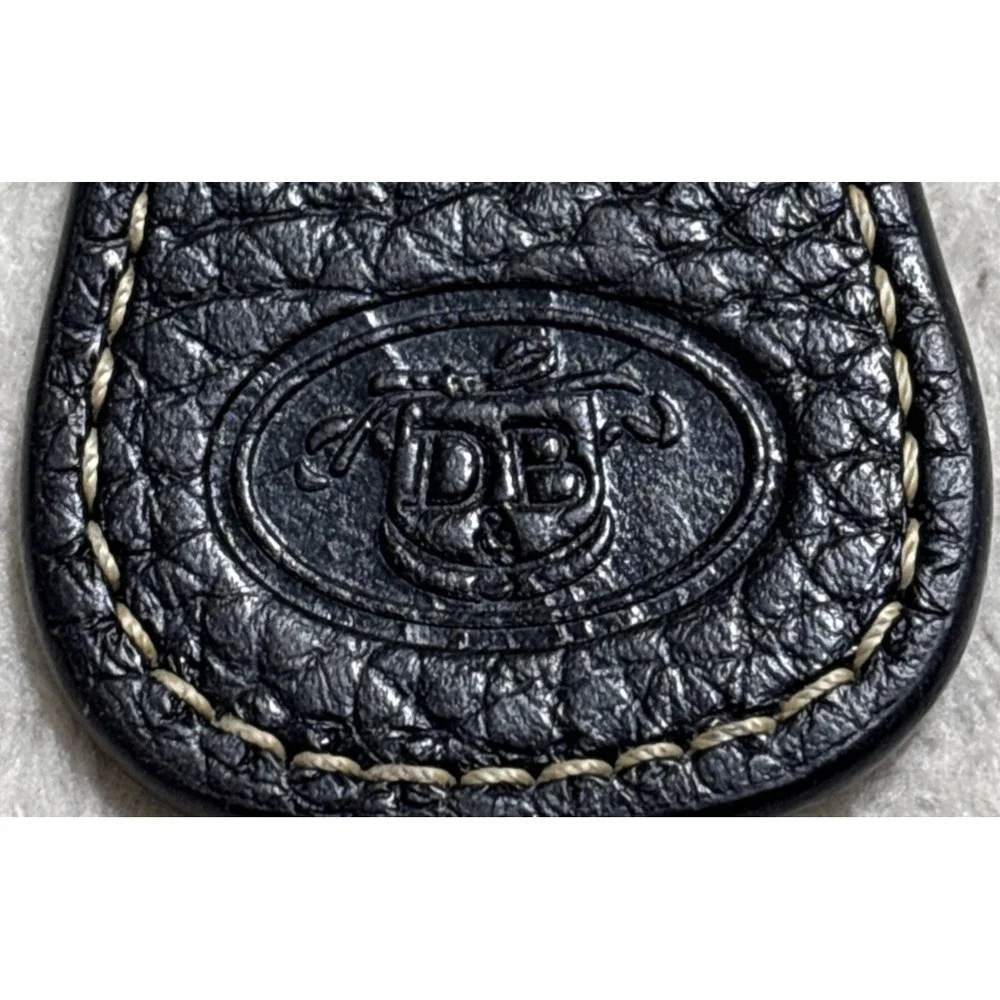 Dooney Bourke Leather Key Chain Ring Black DB Embossed